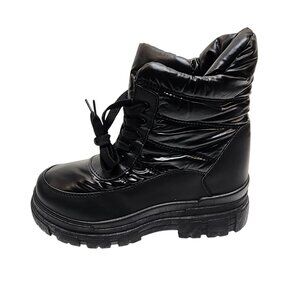 Black Padded Men's Winter Snow Boots Faux Fur Lined Size 10 By Viapip